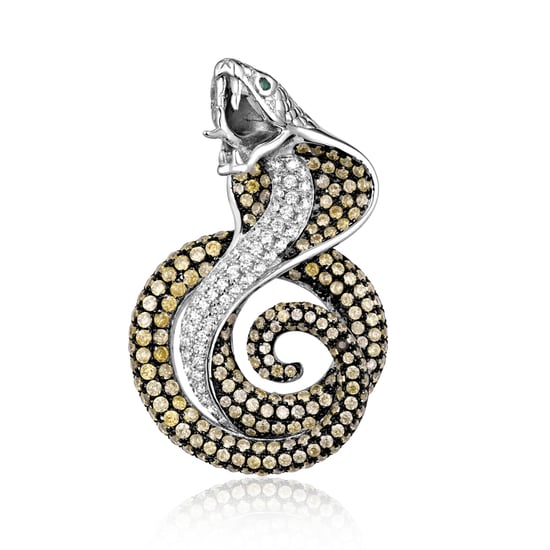 Swarovski - Cobra Snake Pendant 925 Silver and 267 White and Green Swarovski Crystal Zirconia - Image 1