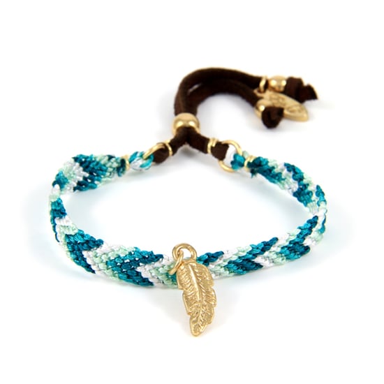 Ettika - Feather in Yellow Gold Friendship Bracelet and Cotton Braided Rainbow