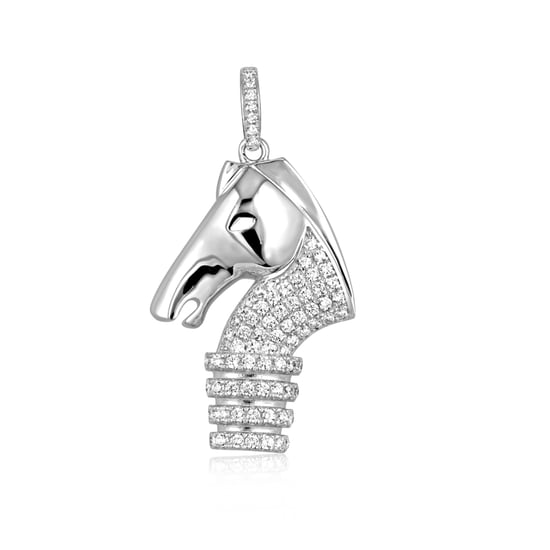 Swarovski - Pendentif Cavalier Echiquier en Argent orné de 76 Cristaux Swarovski Cubic Zirconia Blancs - Image 1