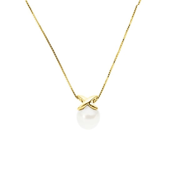 White Freshwater Pearl Choker Necklace and Yellow Gold 375/1000