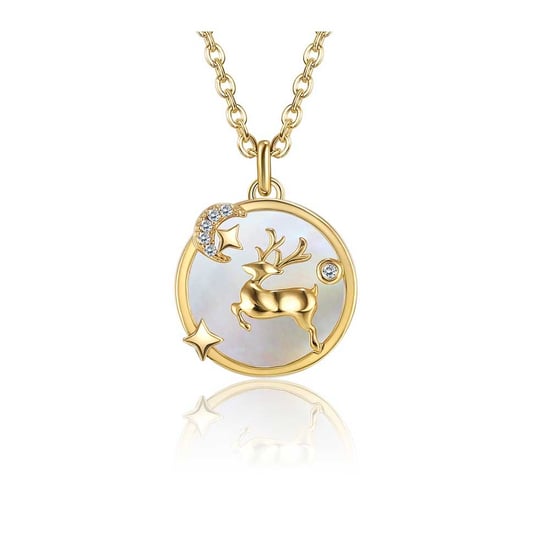 Swarovski - Collier Femme Pendentif Renne de Noel en Cristal de Swarovski Blanc et plaqué or jaune - Image 1