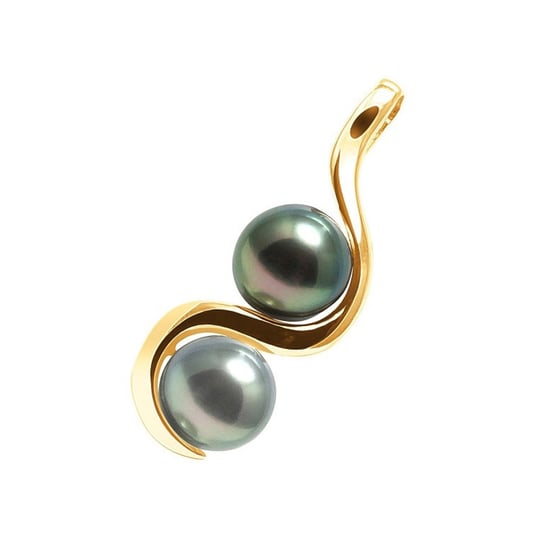 Pendentif 2 Perles de Tahiti et Or Jaune 750/1000 - Image 1