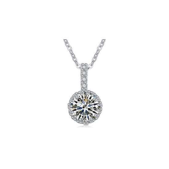 Pendentif Cristal Cubic Zirconia Blanc et Plaqué Rhodium - Image 1