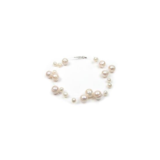 Bracelet Femme Invisible 3 rangs en Nylon et en Perles de culture d'eau douce Blanches - Image 1