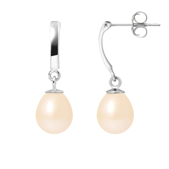 Boucles d'Oreilles Pendantes Perles de Culture Roses et or Blanc 375/1000 - Image 1