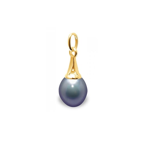 Black Freshwater Pearl Pendant and Yellow Gold 375/1000