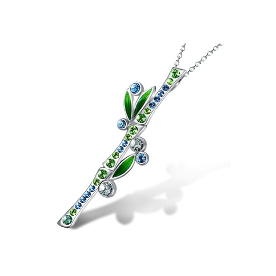 Swarovski - Pendentif Bambou orné de cristaux de Swarovski Bleu Vert - Image 1