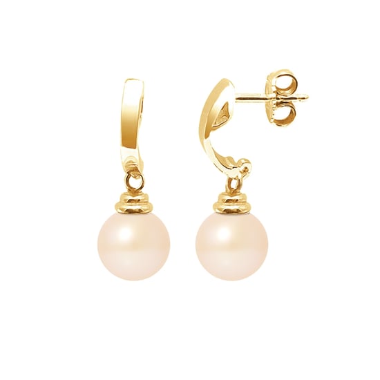 Pink Freshwater Pearls Dangling Earrings and yellow gold 375/1000