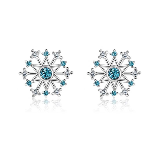 Swarovski - Earrings Women's Snowflake Crystal Swarovski White And Blue