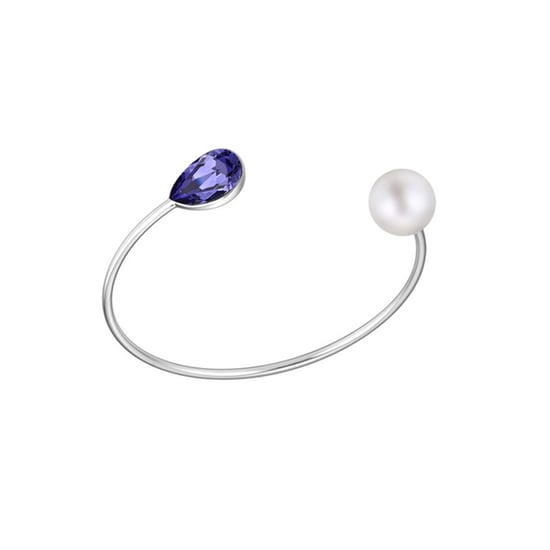 Swarovski - Bangle Bracelet made with Purple Swarovski Elements Crystal and White Pearl