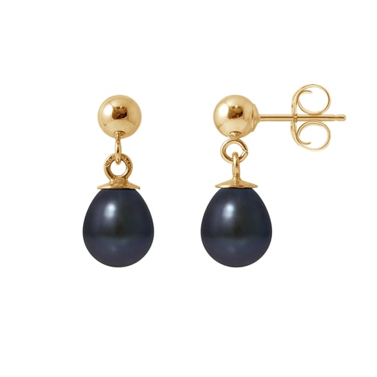Boucles d'Oreilles Perle de Culture Blanche et or jaune 750/1000 - Image 1