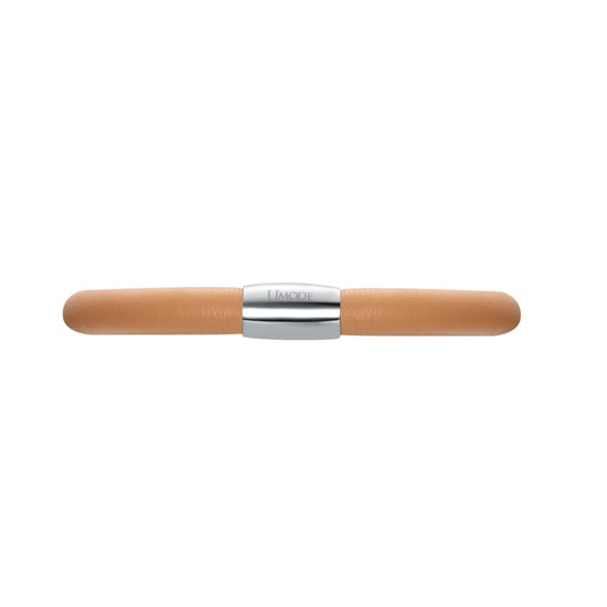 Beige Leather Charm's Bracelet and Stainless Steel