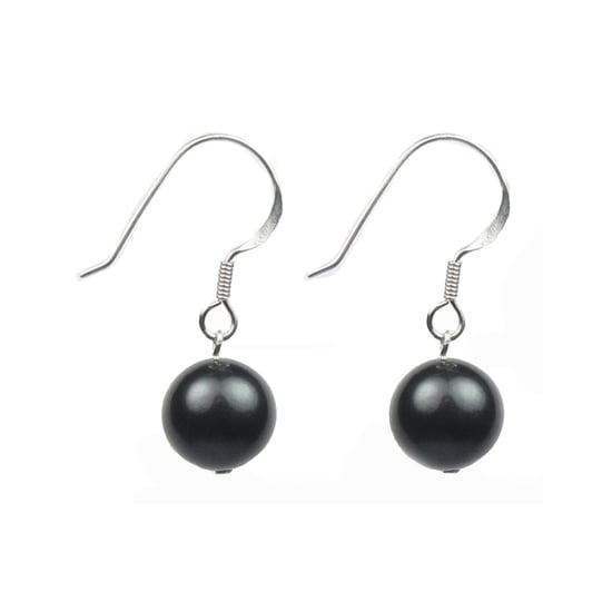 Boucles d'Oreilles Femme Pendantes à crochets et Perles de Culture d'eau douce Noires et Argent 925/1000 - Image 1