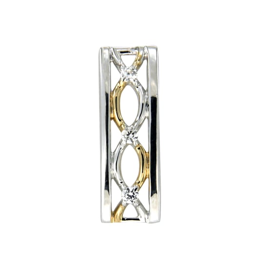 Swarovski - Pendentif Rectangle Doré et Argent 925 orné de Cristaux Swarovski Blanc - Image 1