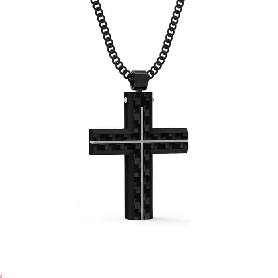 Black Carbon Cross Men Pendant