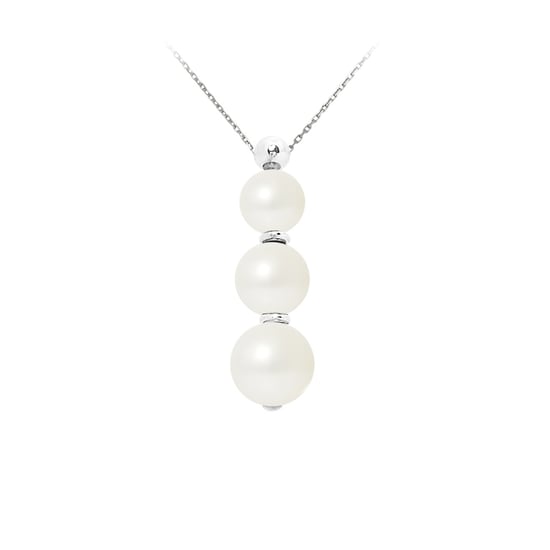 Collier Femme en Argent Massif 925/1000 et 3 Perles de Culture d'eau douce Blanches - Image 1