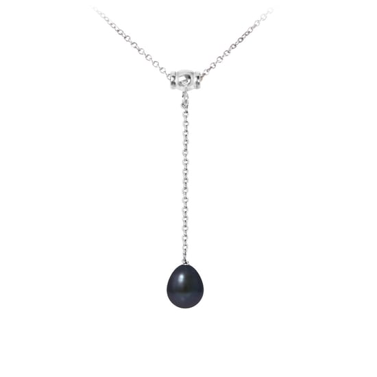 Collier Femme en Argent Massif 925/1000 et Perle de Culture d'eau douce Noire - Image 1