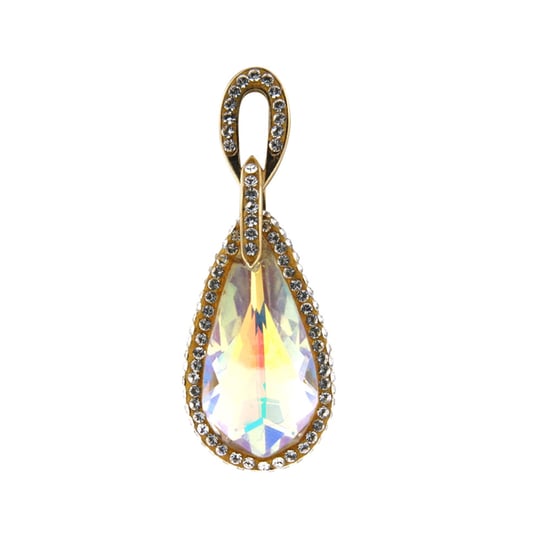 Swarovski - White Auora Borealis Swarovski Elements Crystal Pendant and 925/1000 Silver Mounting - Image 1