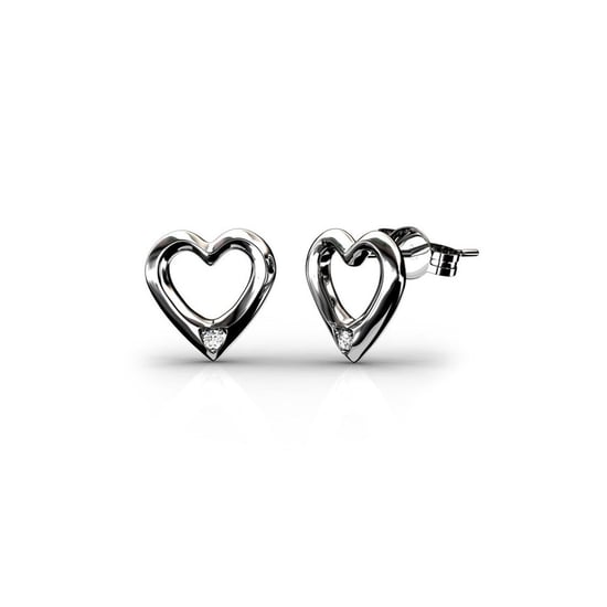 Swarovski - Heart Earrings Women Rhodium Plated and White Swarovski Elements