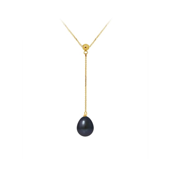 Black Freshwater Pearl Choker Necklace and 375/1000 Yellow Gold