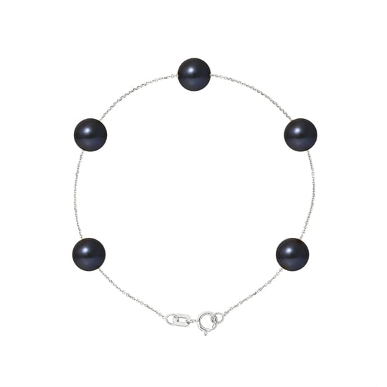 5 AA Black Freshwater Pearls Bracelet and 750/1000 White Gold