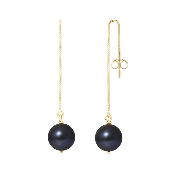 Black Freshwater Pearls Dangling Earrings and yellow gold 750/1000