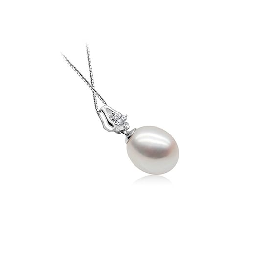 Pendentif Perle de Culture blanche Argent 925 et Cubic Zirconia - Image 2
