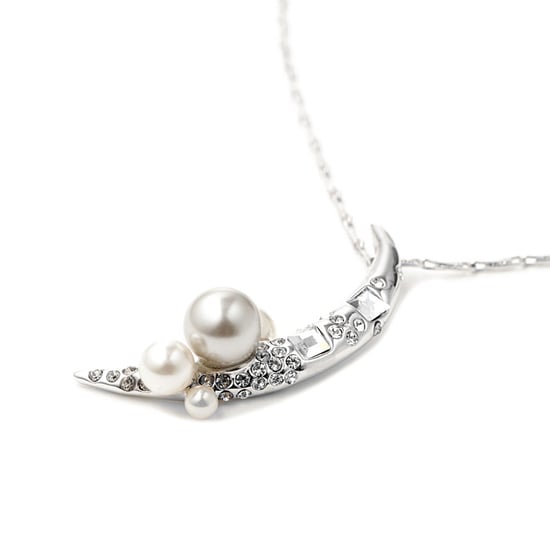 Swarovski - Pendentif Lune en Perles, orné de cristaux de Swarovski Blanc et Plaqué Rhodium - Image 2