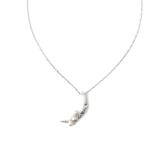 Swarovski - Pendentif Lune en Perles, orné de cristaux de Swarovski Blanc et Plaqué Rhodium - Image 3
