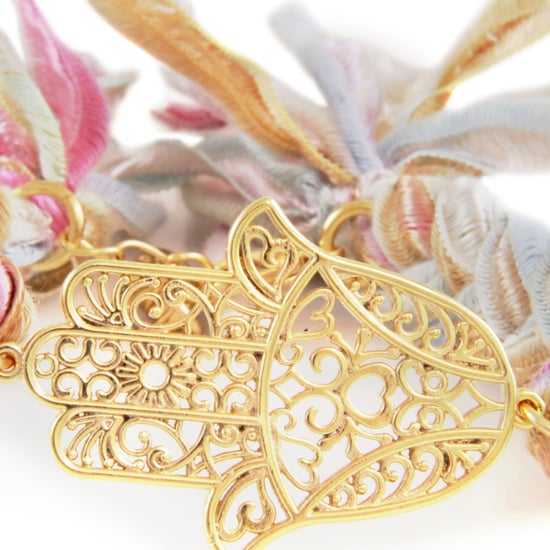 Ettika - Multicolor Ribbons and Yellow Gold Hamsa Bracelet