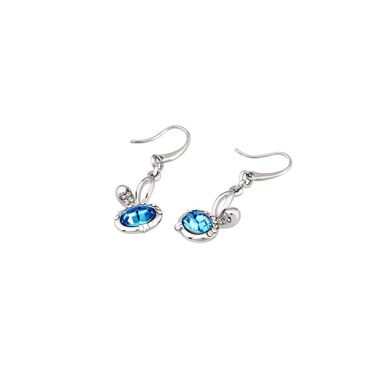Swarovski - Blue Swarovski Crystal Elements Rabbit Earrings and Rhodium Plated