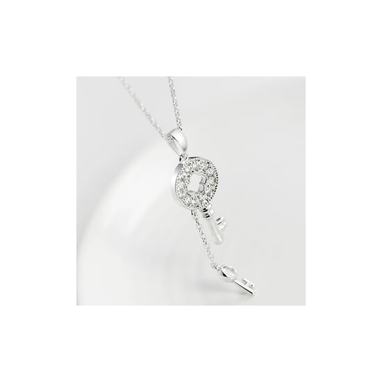 Swarovski - White Swarovski Crystal Elements Key Pendant and Rhodium Plated