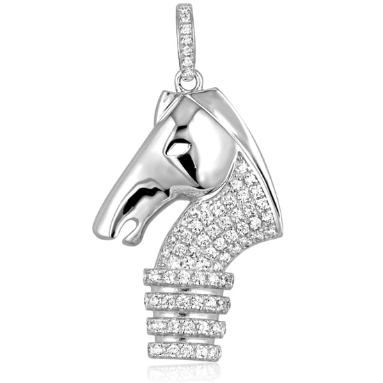 Swarovski - Pendentif Cavalier Echiquier en Argent orné de 76 Cristaux Swarovski Cubic Zirconia Blancs - Image 2