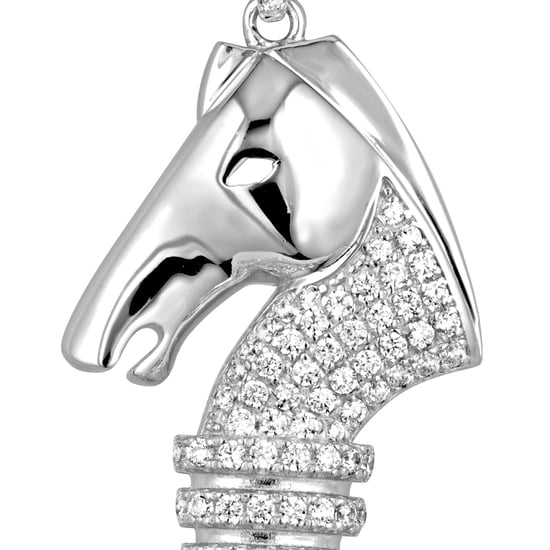Swarovski - Pendentif Cavalier Echiquier en Argent orné de 76 Cristaux Swarovski Cubic Zirconia Blancs - Image 3