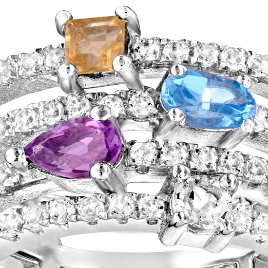 Swarovski - 57 White, Blue, Yellow and Purple Swarovski Crystals Zirconia and 925 Silver