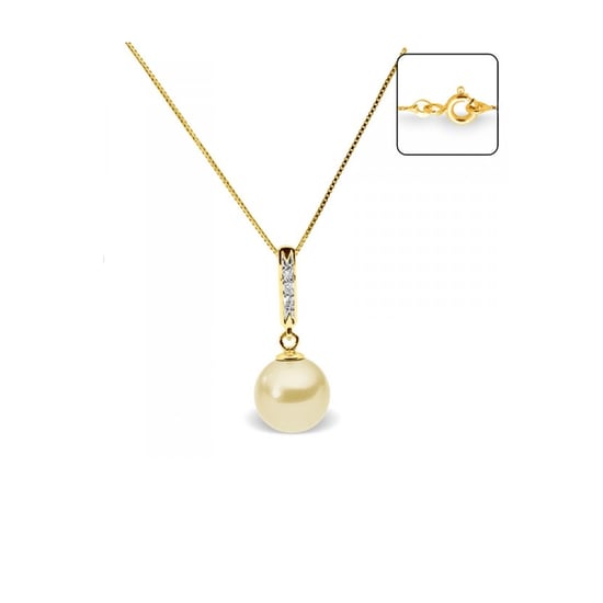 Gold Freshwater Pearl and Diamonds Pendant and Yellow Gold 375/1000