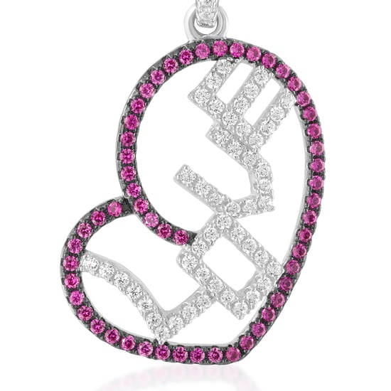 Swarovski - Love Heart Pendant in Silver and White and Pink Swarovski Crystal Zirconia