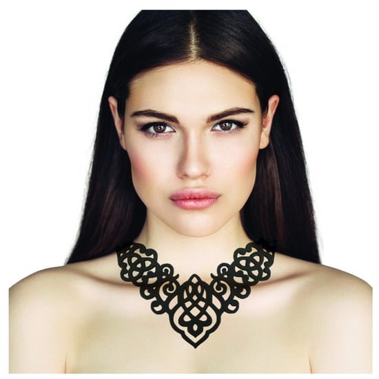 Black Silicone Gum Arabesque Necklace and Bracelet Effect Tatto