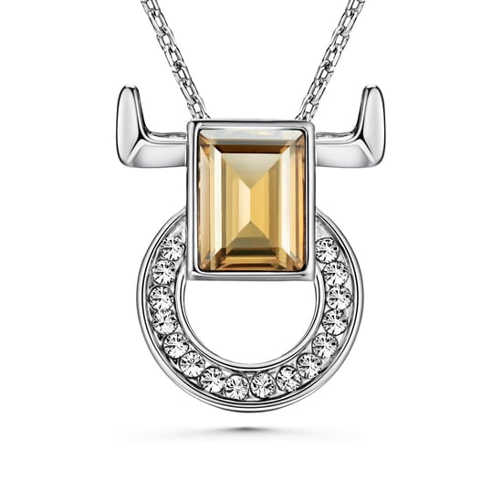 Swarovski - White and Champagne Swarovski Elements Crystal Taurus Pendant - Image 2