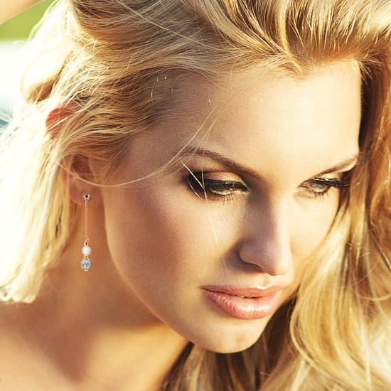 White Cultured Pearls, White Crystal and Rose Gold plated Dangling Earrings