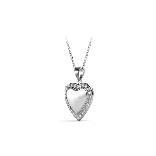 Swarovski - White Crystal From Swarovski Heart Women's Medaillon Pendant Rhodium Plated