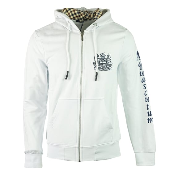 Aquascutum Waterfield Logo Weiß Zip Hoodie - Image 1