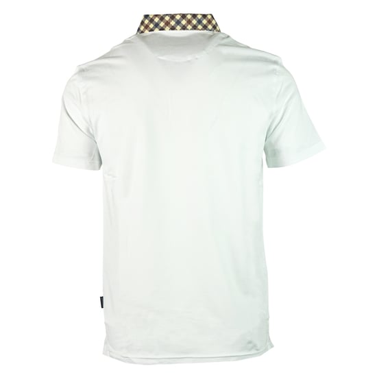 Aquascutum Signature Check Kragen Weißes Poloshirt - Image 2