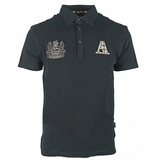 Aquascutum Check A Logo Black Polo Shirt - Image 1