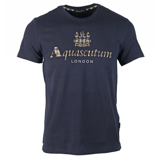 Aquascutum Signature Check Logo Navy T-Shirt - Image 1