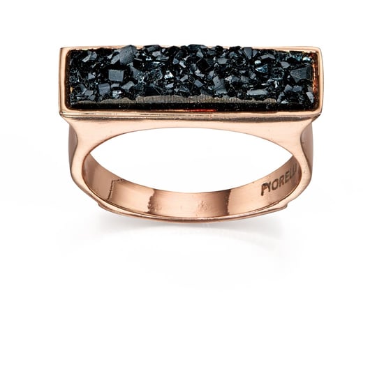 Fiorelli Fashion Rose Gold Plated Black Crystal Square Top Ring