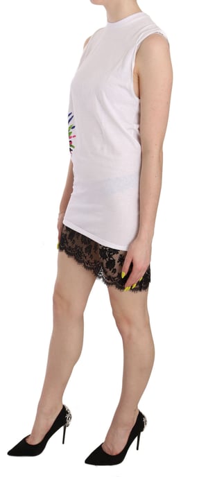 Dsquared² Weißes Bedrucktes Rundhals-Ärmelloses Figurbetontes Mini-Kleid - Image 3