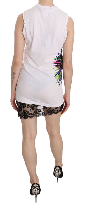 Dsquared² Weißes Bedrucktes Rundhals-Ärmelloses Figurbetontes Mini-Kleid - Image 2