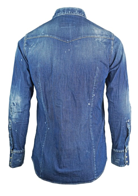 Dsquared2 Distressed Blaues Denim-Hemd - Image 2