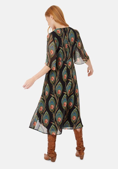 Ophelia Midi V-neck Dress in Black